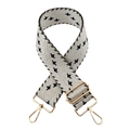 Adjustable woven crossbody bag strap with cream black geometric pattern and gold hardware - Gold Buckle / Cream White Black