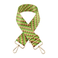 Adjustable wide replacement bag strap with green and brown checkered pattern and gold clips - G7-Camel and Bright Green Plaid