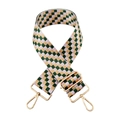 Detail of adjustable checkered wide shoulder strap with gold-plated metal swivel hooks - G9-Light Purple and Green Plaid