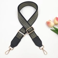 Tracolla regolabile motivo a spina di pesce nero e oro con ganci in metallo - Chevron Oro Chiaro (Fibbia Dorata)