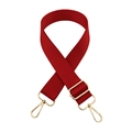 Adjustable red thickened fabric shoulder strap with gold metal lobster clasps and buckles - Brick Red