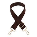 Detail of dark coffee nylon shoulder strap with gold metal spring hooks and slide buckle - Dark Coffee