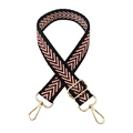 Detail of adjustable woven bag strap with red, white and black chevron arrow pattern - Style 27 Wine Red (Black Edge)