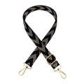 Verstellbarer 2,5cm schwarz-weißer Schultergurt mit goldenen Metallteilen für Taschen - Goldschnalle / Schwarz Beige