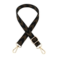 Verstellbarer schwarz-goldener Jacquard-Schultergurt mit Fischgrätenmuster - Goldschnalle / Schwarz Khaki