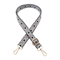 Close-up of geometric diamond weave strap with gold adjustable metal hardware - Style A-4