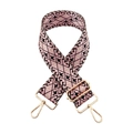 Detail of adjustable pink nylon jacquard bag strap with gold metal lobster clasps - Pink and Black