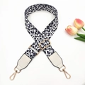 Adjustable leopard print bag strap with gold lobster clasps and white leather accents - White Leopard + White Leather