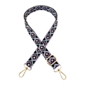 Close-up of ethnic geometric diamond pattern on adjustable shoulder strap with gold hardware - Style B-4