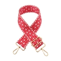 Ethnic style wide jacquard shoulder strap with red and white geometric diamond patterns - Red