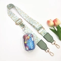 Adjustable leopard print strap with detachable mini clear pouch and gold metal hardware - Gold Buckle / Bean Green Leopard 3-Piece Set