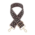 Detail of colorful geometric woven bag strap with golden metal swivel hooks and buckles - Black Pink