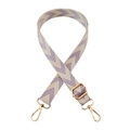 Adjustable 2.5cm woven bag strap with purple V-pattern and gold metal swivel hooks - Beige and Purple
