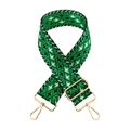 Adjustable green jacquard wide shoulder strap with houndstooth pattern and gold hardware - Green Black