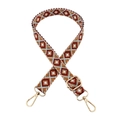 Close-up of adjustable ethnic geometric pattern strap with golden metal swivel hooks - Style A-7 / Silver Clasp