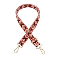 Close-up of ethnic geometric diamond pattern strap with gold metal lobster swivel hooks - Style B-8