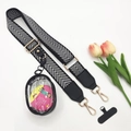 Adjustable chevron strap with golden hardware and a clear mini pouch for phones - Silver Thread Arrow 3-Piece Set