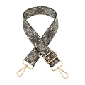 Black and white geometric jacquard woven bag strap with gold metal lobster clasps - Gold Buckle / 2-Black Beige Silver