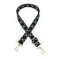 Detail of adjustable geometric diamond pattern bag strap with gold metal lobster clasps - Style B-9 / Silver Clasp