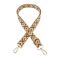 Close-up of ethnic geometric pattern strap with adjustable golden metal buckles - Style A-10