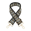 Detail of jacquard wide shoulder strap with geometric pattern and gold metal buckles - Yellow on Black