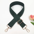 Detail of adjustable dark green chevron strap with light gold metal lobster clasps - Dark Green