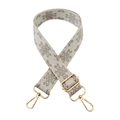 Detail of bohemian geometric jacquard bag strap with premium gold metal swivel hooks - 5-Beige Grey