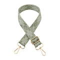 Detail of green and beige jacquard wide strap with golden adjustable metal hardware - 6-Beige Bean Green