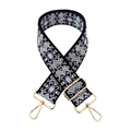 Detail of jacquard geometric embroidery on wide shoulder strap with gold metal buckle - Metallic Purple Black