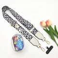 Adjustable leopard print strap with gold metal hardware and mini transparent PVC pouch - White Leopard 3pcs Set (Headband+Tail+Skirt)