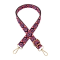 Close-up of pink ethnic geometric woven strap with gold metal lobster hooks - Style B-11