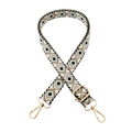 Detail of bohemian geometric woven shoulder strap with gold metal lobster clasps - Style A-12 / Silver Clasp