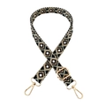 Close-up of ethnic geometric woven strap with golden metal buckles and adjustable slider - Style B-12