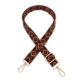 Close-up of geometric jacquard bag strap with gold lobster clasps and metal buckle - Style B-13