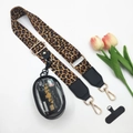 Leopard print crossbody strap with gold metal buckle and clear pouch on white background - Brown Multi-Leopard 3-Piece Set