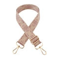 Detail of ethnic geometric patterned wide bag strap with gold metal swivel hooks - 13-Beige Lotus Pink