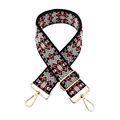 Close-up of thick jacquard woven strap with ethnic patterns and gold metal lobster clasps - Black Rose Pink