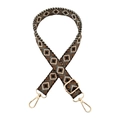 Detail of bohemian geometric rhombic woven strap with light gold metal hardware - Style B-15