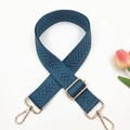 Detail of blue chevron woven strap with adjustable gold buckle and metal lobster clasp - Lake Blue