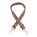 Close-up of ethnic geometric diamond pattern woven strap with gold metal swivel lobster clasps - Style B-16