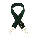 Detail of dark green woven guitar strap with black geometric patterns and gold metal hooks - 18-Black Green