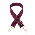 Detail of ethnic geometric woven bag strap with golden metal swivel hooks and slider - 19-Black Rose Red