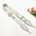 Adjustable mint green leopard print crossbody strap with premium gold hardware buckles - Light Green Leopard White Leather End Single Strap