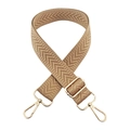 Adjustable khaki arrow pattern bag strap with 3.8cm width and golden metal hooks - Khaki