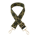Detail of vintage geometric jacquard woven strap with golden lobster clasps and buckle - 21-Black Army Green