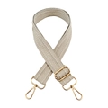 Close-up of 3.8cm wide woven shoulder strap with herringbone pattern and gold hardware - Light Gray