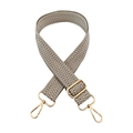 Macro shot of 3.8cm wide jacquard strap with gray wavy pattern and gold metal hardware - Dark Gray