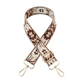 Close-up of bohemian floral embroidery pattern and gold metal hardware on bag strap - 14-Beige Base Light Coffee
