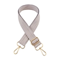 Detail of adjustable gray herringbone patterned wide shoulder strap with gold hardware - Light Purple
