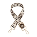 Close-up of ethnic floral wide strap with vintage jacquard and golden metal hooks - 15-Beige Base Dark Coffee